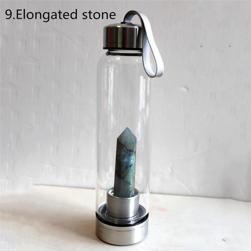 GAIA²O Glass Healing Crystal Water Bottle