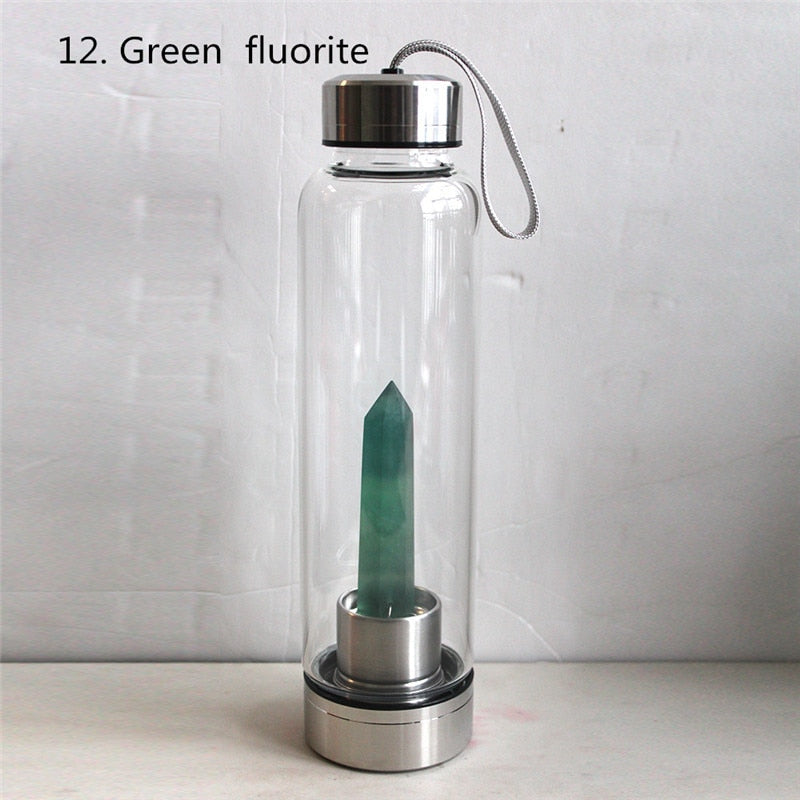 GAIA²O Glass Healing Crystal Water Bottle