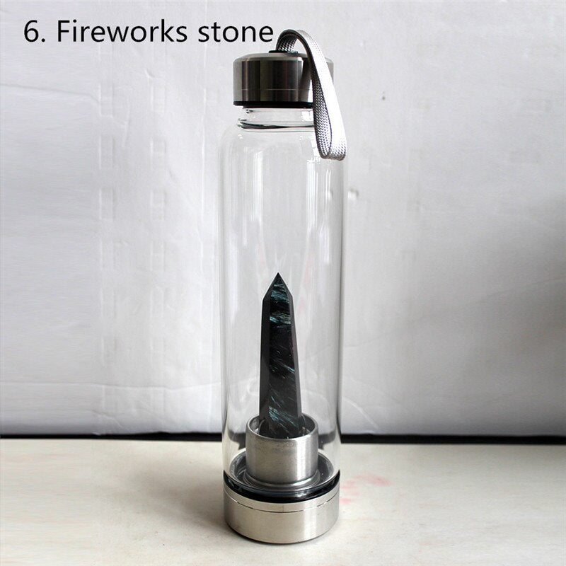 GAIA²O Glass Healing Crystal Water Bottle