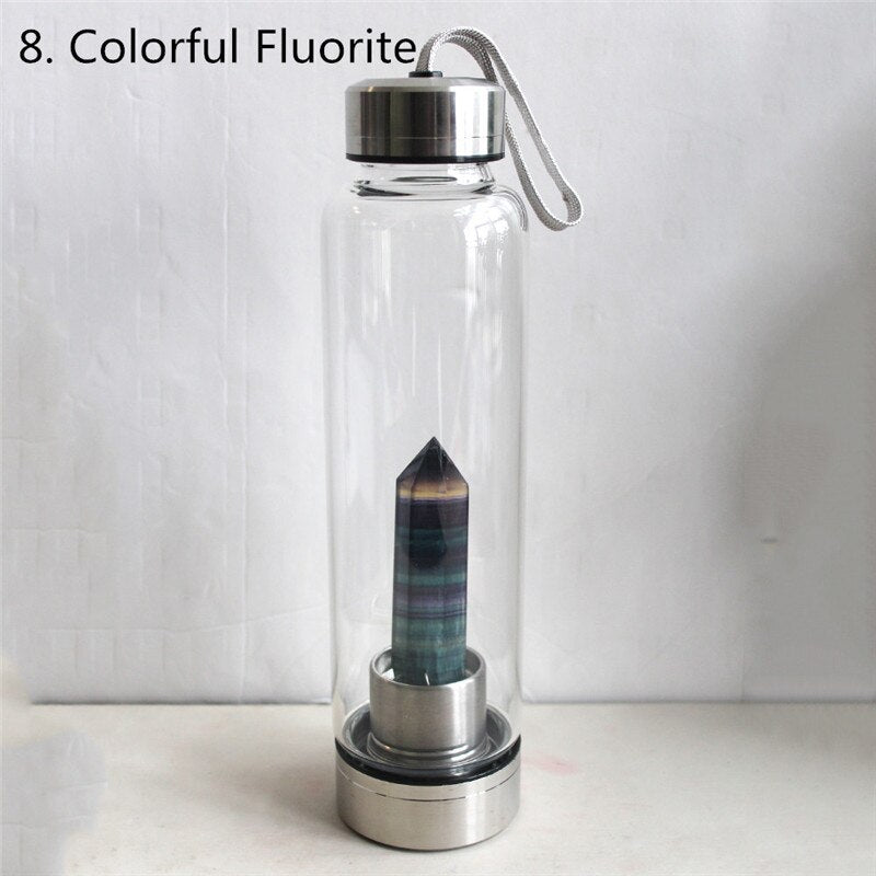 GAIA²O Glass Healing Crystal Water Bottle