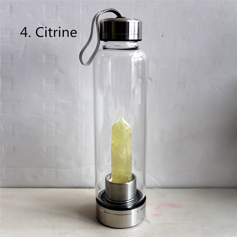 GAIA²O Glass Healing Crystal Water Bottle