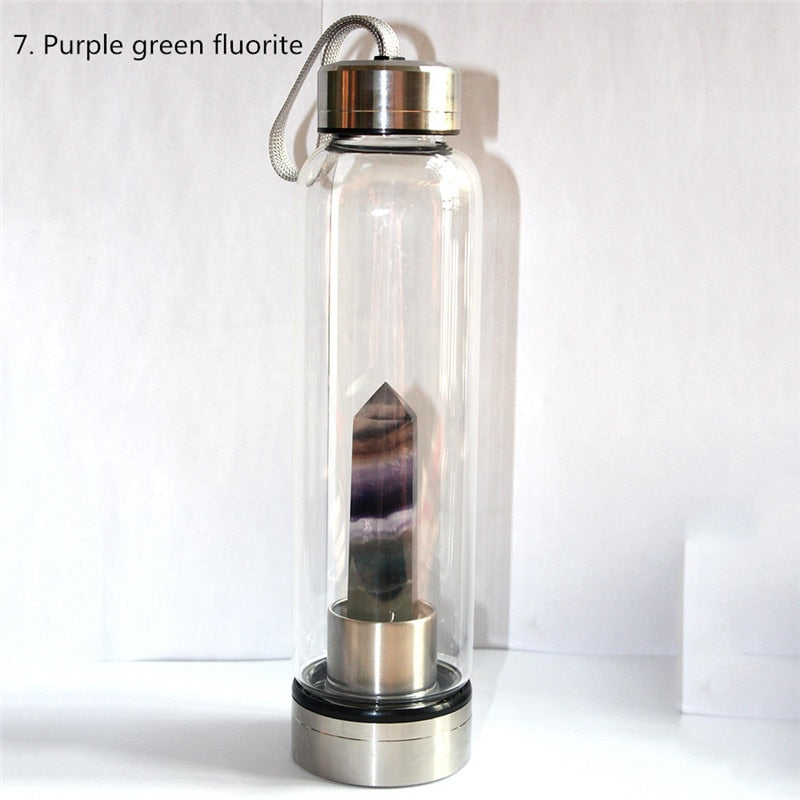 GAIA²O Glass Healing Crystal Water Bottle