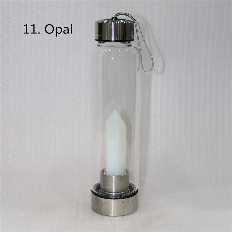 GAIA²O Glass Healing Crystal Water Bottle