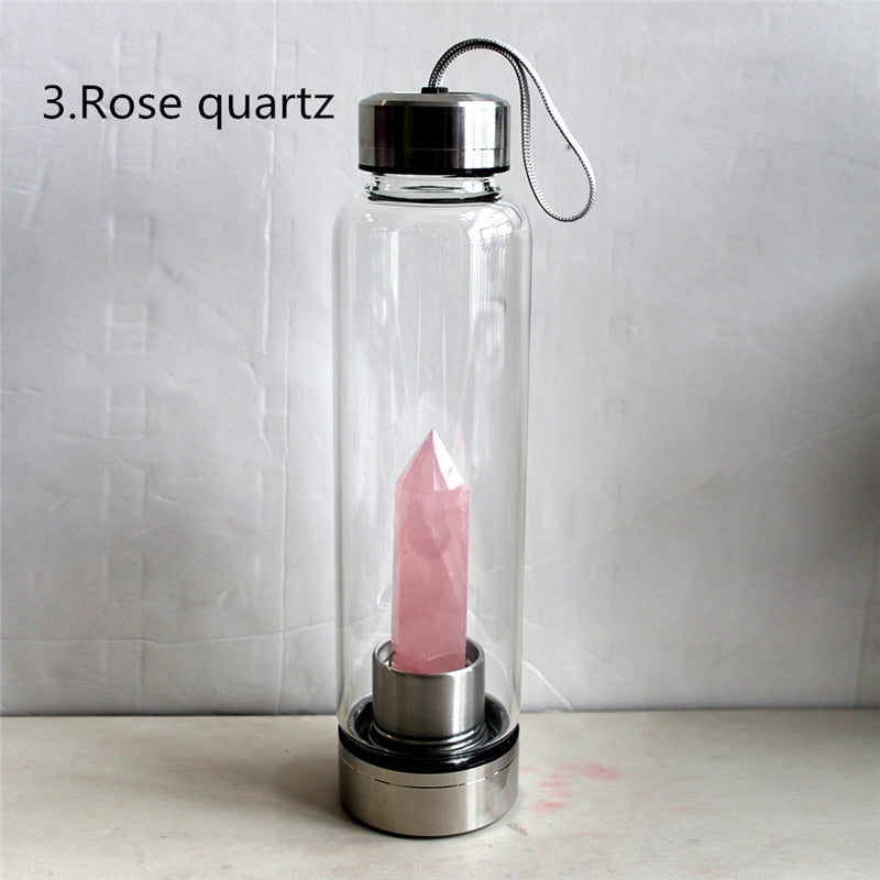 GAIA²O Glass Healing Crystal Water Bottle