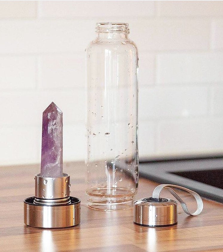 GAIA²O Glass Healing Crystal Water Bottle