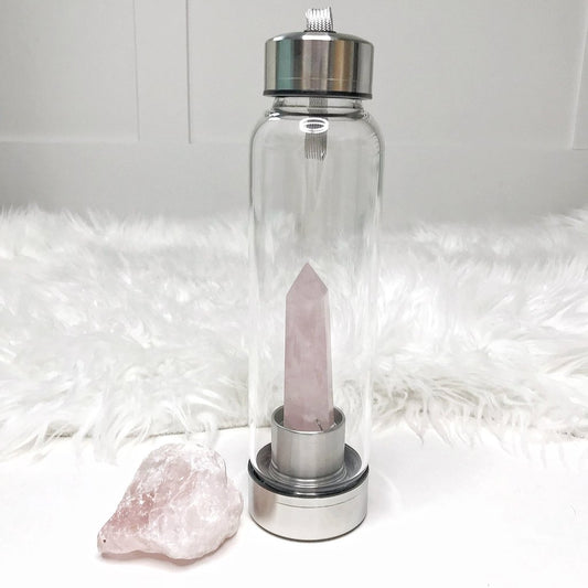 GAIA²O Glass Healing Crystal Water Bottle